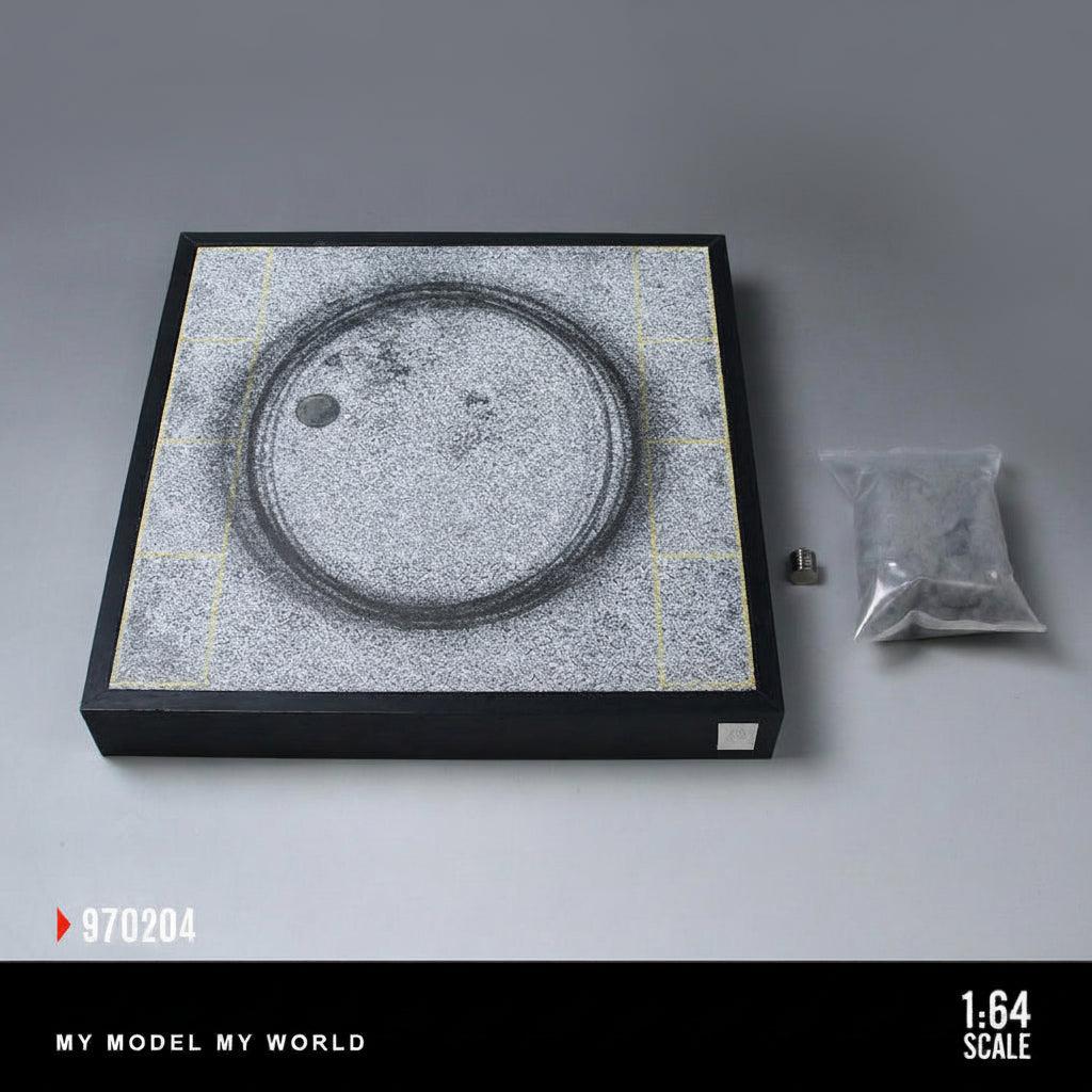 Rotating turntable with diecast car and parts